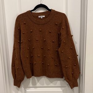 Madewell Rust Textured Crew Neck Sweater with balloon sleeves size Xu’s